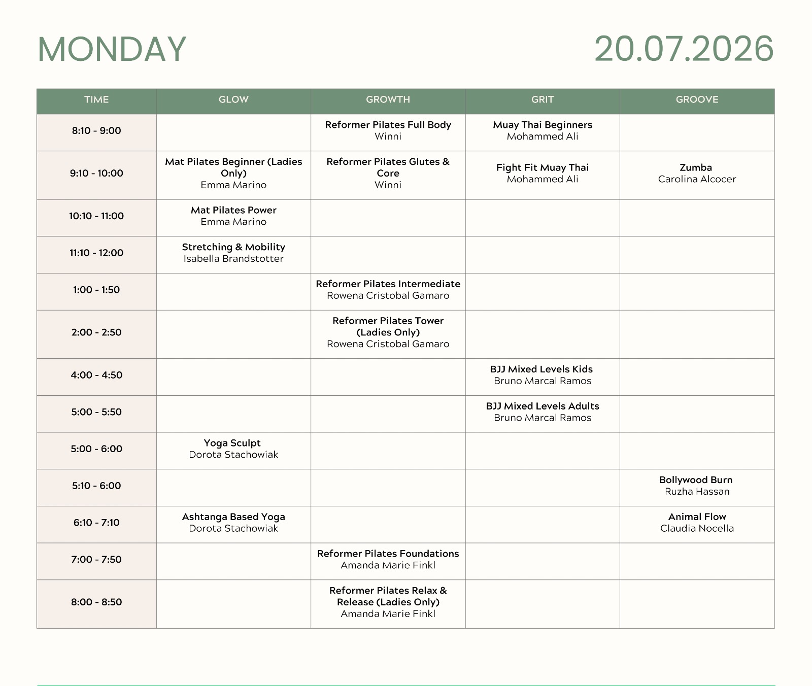 InnerG weekly schedule page 6