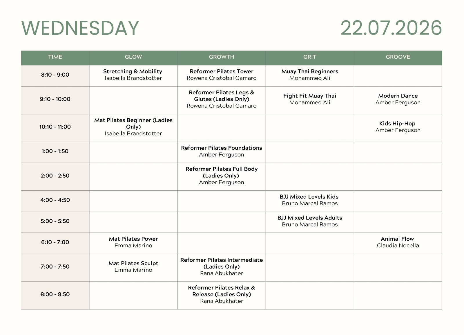 InnerG weekly schedule page 8